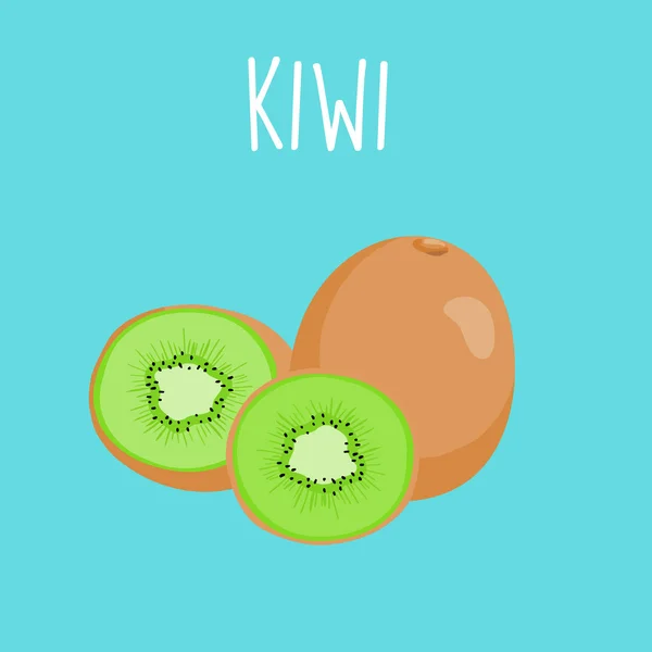 Fresh kiwi on blue balckground vector — ストックベクタ