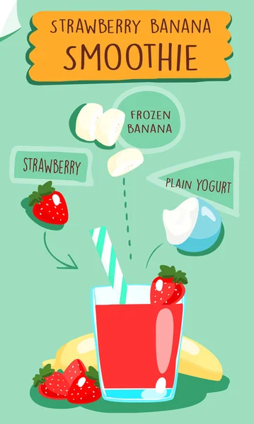 Vetor de receita de batido de morango —  Vetores de Stock