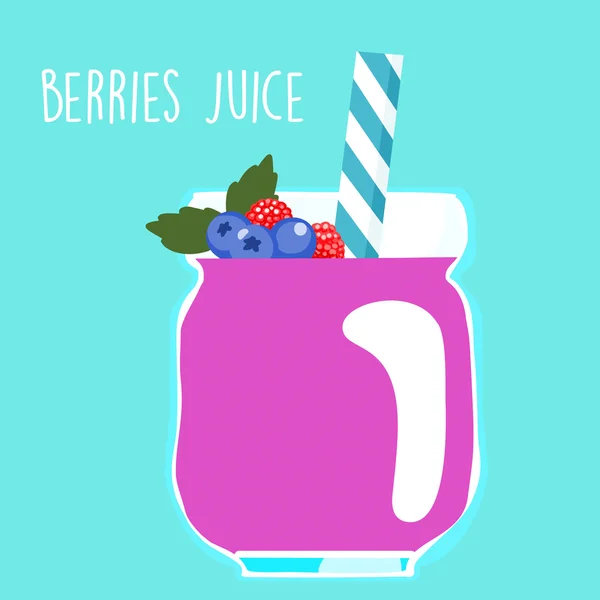 Fresh berries juice in glass vector — 스톡 벡터