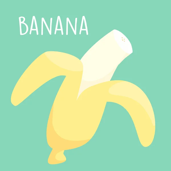 Fresh peel banana on green background vector — Stock Vector