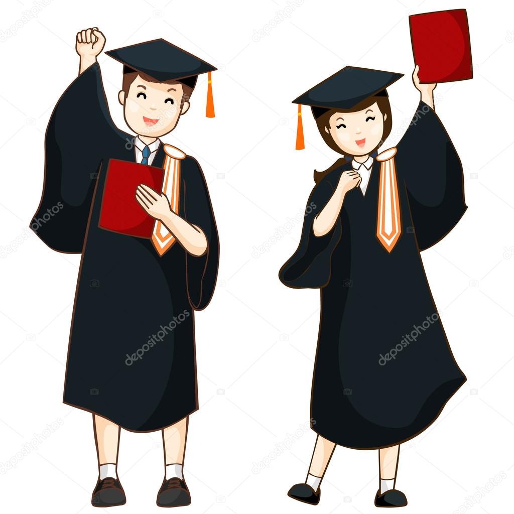 boy and girl graduate from high school vector 