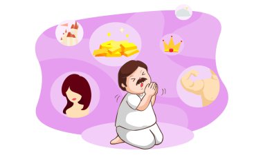 The man who pray for beg many thing  vector 