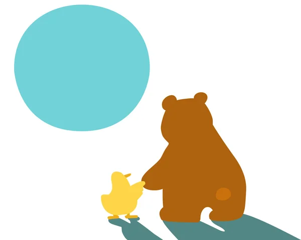 Little duck hold hand big bear vector — Stock Vector