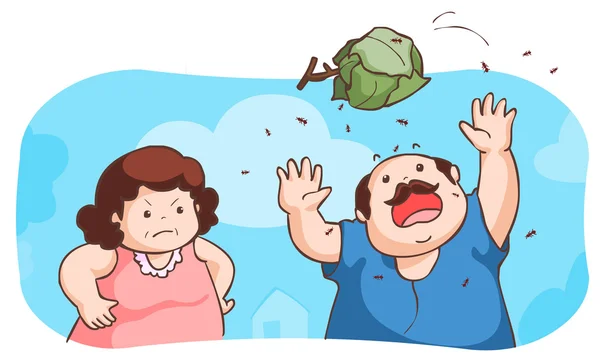 Senior lovers and the ant's nest fall vector — 스톡 벡터