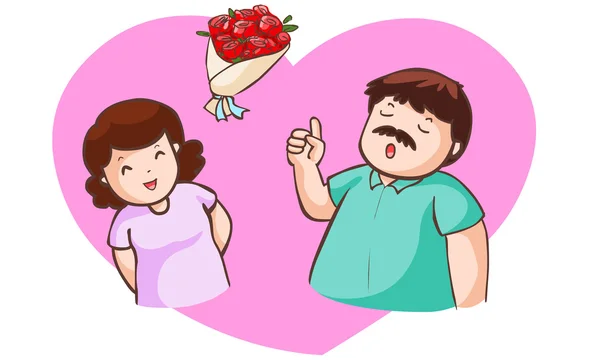 Marido e mulher falar sobre o vetor valentine —  Vetores de Stock