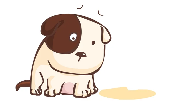 Sad dog sitting on the ground vector — ストックベクタ