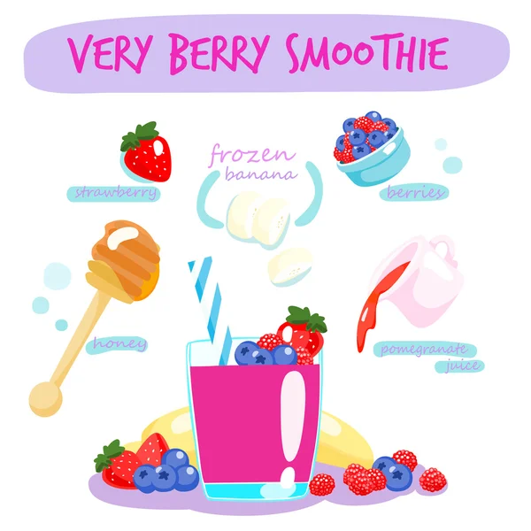 Very berry smoothie with banana vector — 스톡 벡터