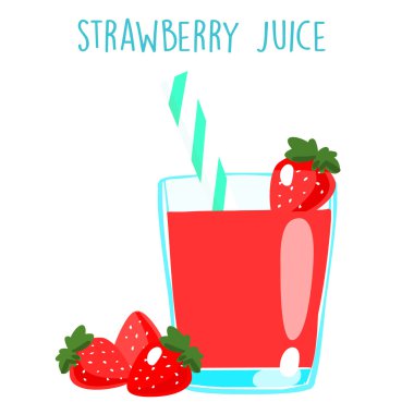 fresh strawberry juice on white background vector