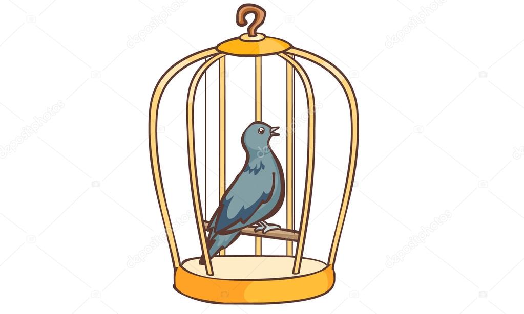 Columbidae bird singing in the cage vector 