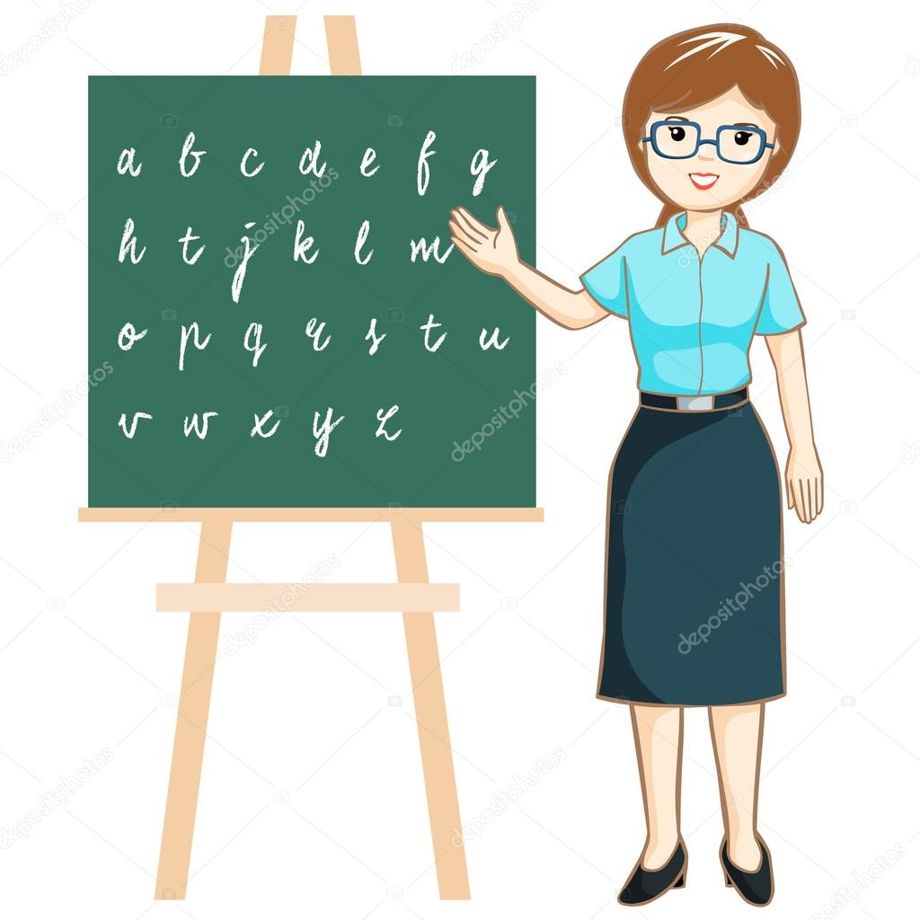 Teacher teaching alphabet on blackboard vector Stock Vector Image by ©Onontour #76810125 Teacher teaching alphabet on blackboard vector Stock Vector Image by ©Onontour #76810125