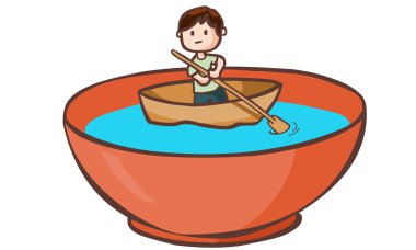 A man paddle boat in the bowl vector  clipart