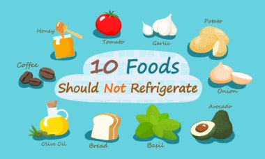 10 Foods Should Not Refrigerate vector 