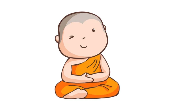 Feliz poco neófito tomar vector de meditación — Vector de stock