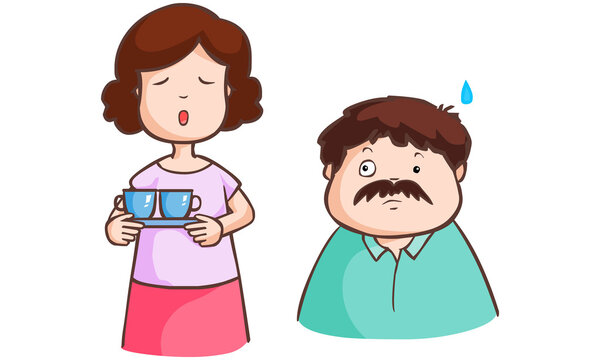 Wife complains his husband in living room vecdtor 