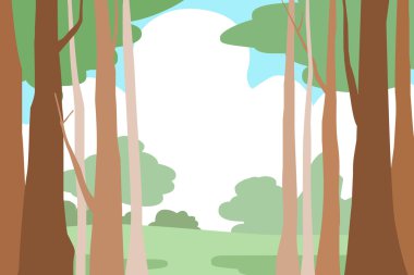 Orman ağaçları manzara vektör arkaplanı 