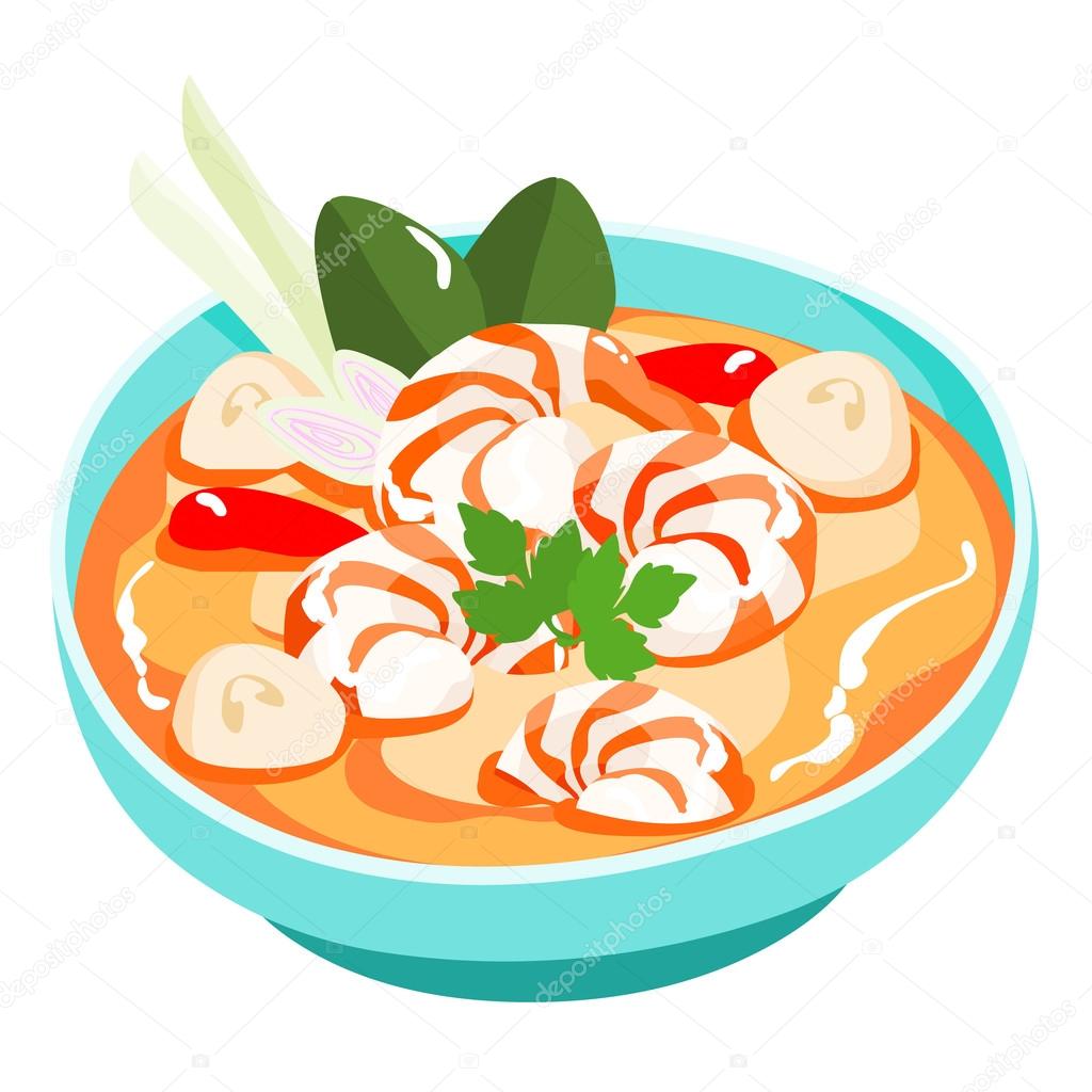 Tom yum kung Thai spicy soup vector 