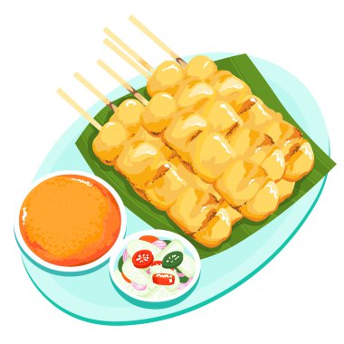 Pork grill with curry and coconut milk vector 