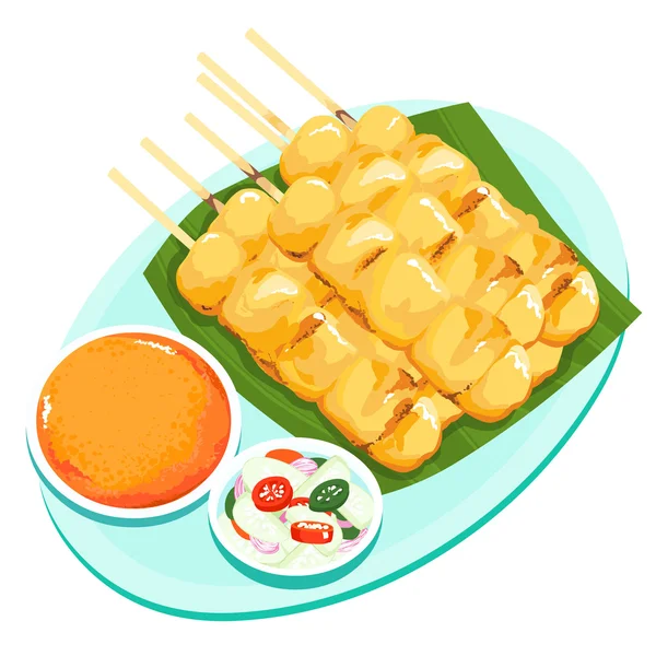 Pork grill with curry and coconut milk vector — ストックベクタ