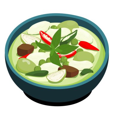 Green Chicken Curry popular Thai food vector 