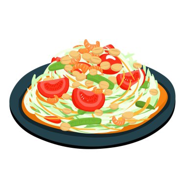 Baharatlı popüler papaya Tay salatası vektör 