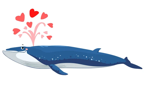 Si Bryde velryba spurtu vodu s srdeční vektor — Stockový vektor