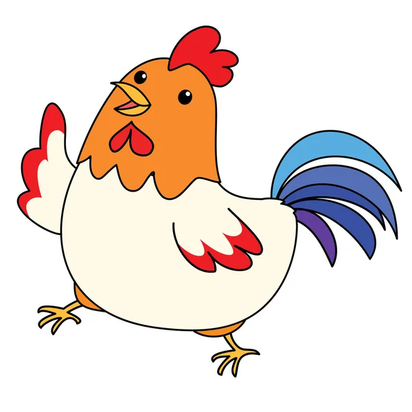 Lindo pollo colorido tomar un vector de paseo — Vector de stock