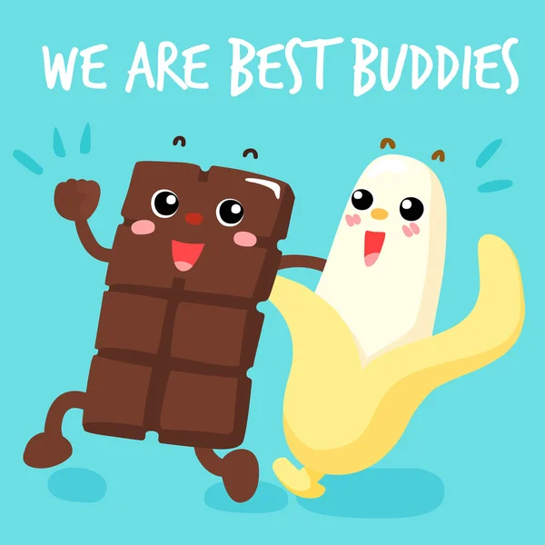 Čokolády a banánů jsou nejlepší kamarádi vektor — Stockový vektor