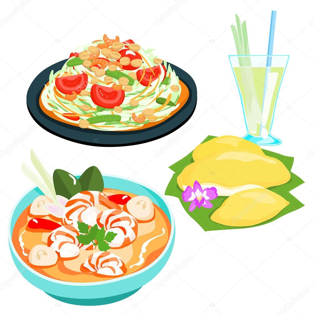 Popular Thai food papaya salad set vector Stock Vector Image by