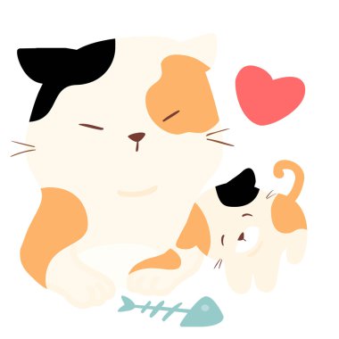 küçük tüylü kedi aşk büyük kedi vektör 