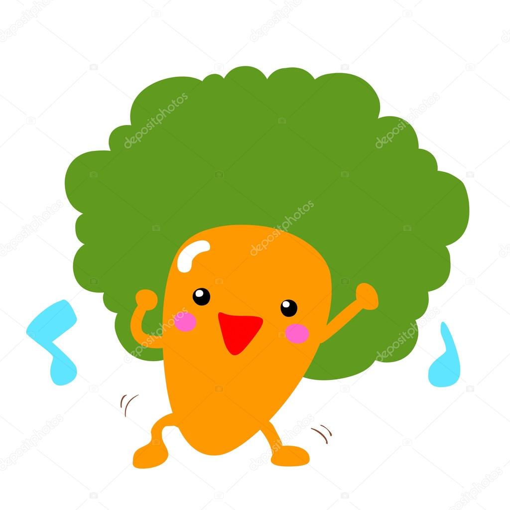happy afro carrot dancing with music vector 