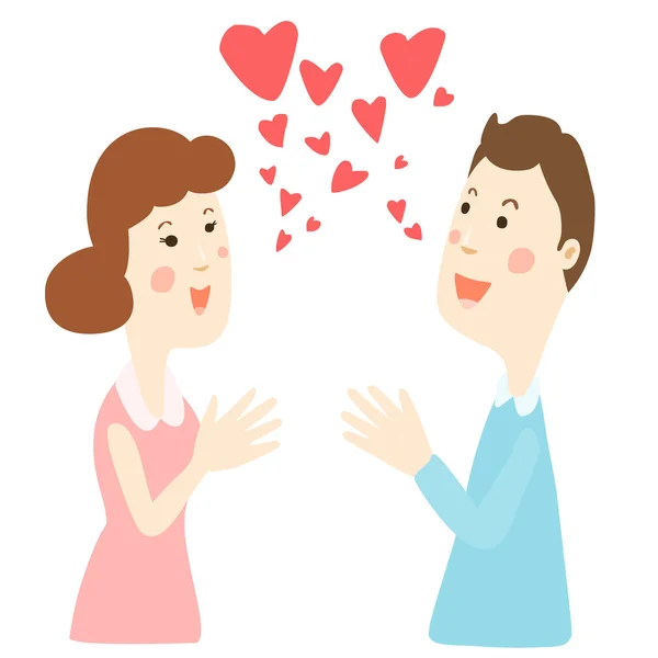 Happy couple talk with love vector — Stock Vector