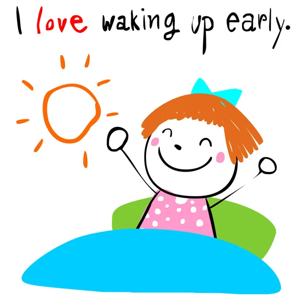 Παιδικό φορητό αγάπη ξυπνάει νωρίς διάνυσμα illustratio — Διανυσματικό Αρχείο