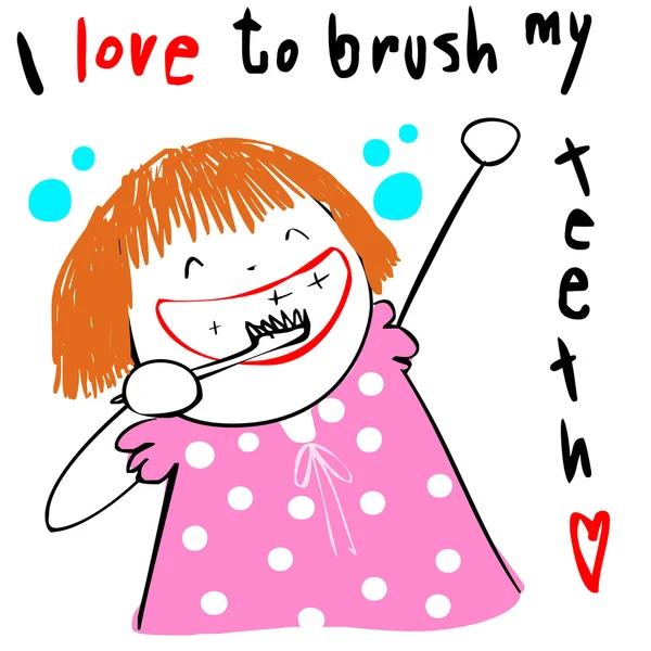 Niño amor cepillo dientes vector ilustración — Vector de stock
