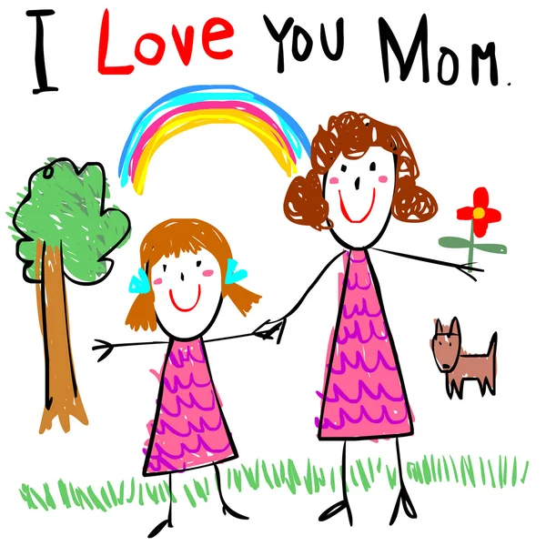 Criança amor mãe desenho imagem vetor ilustração —  Vetores de Stock