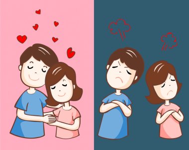 changing couple relationship cartoon vector illustration clipart