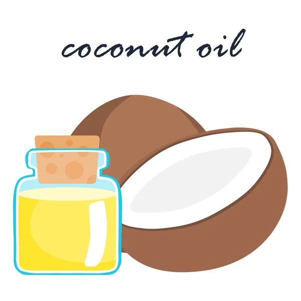 Aceite de coco super alimento ingrediente vector illustratio — Archivo Imágenes Vectoriales