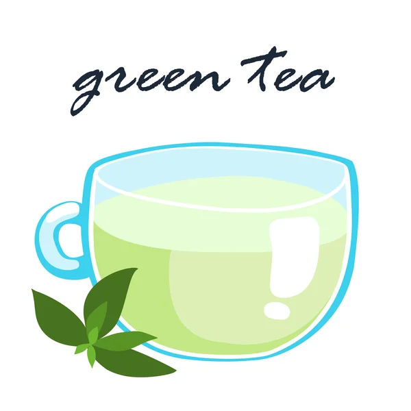Heißer grüner Tee gesund Berverange Vektor Illustration — Stockvektor