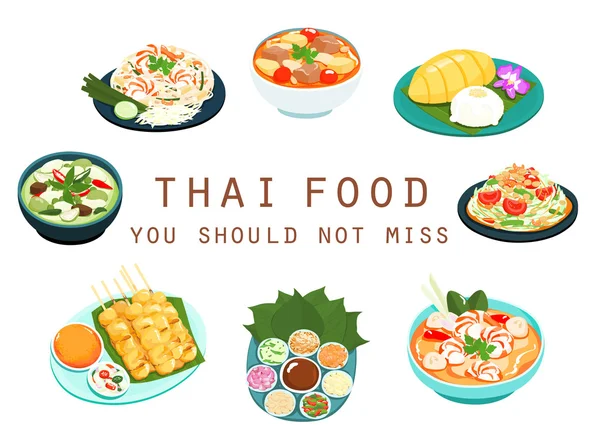 Thais eten mag vectorillustratie niet missen — Stockvector