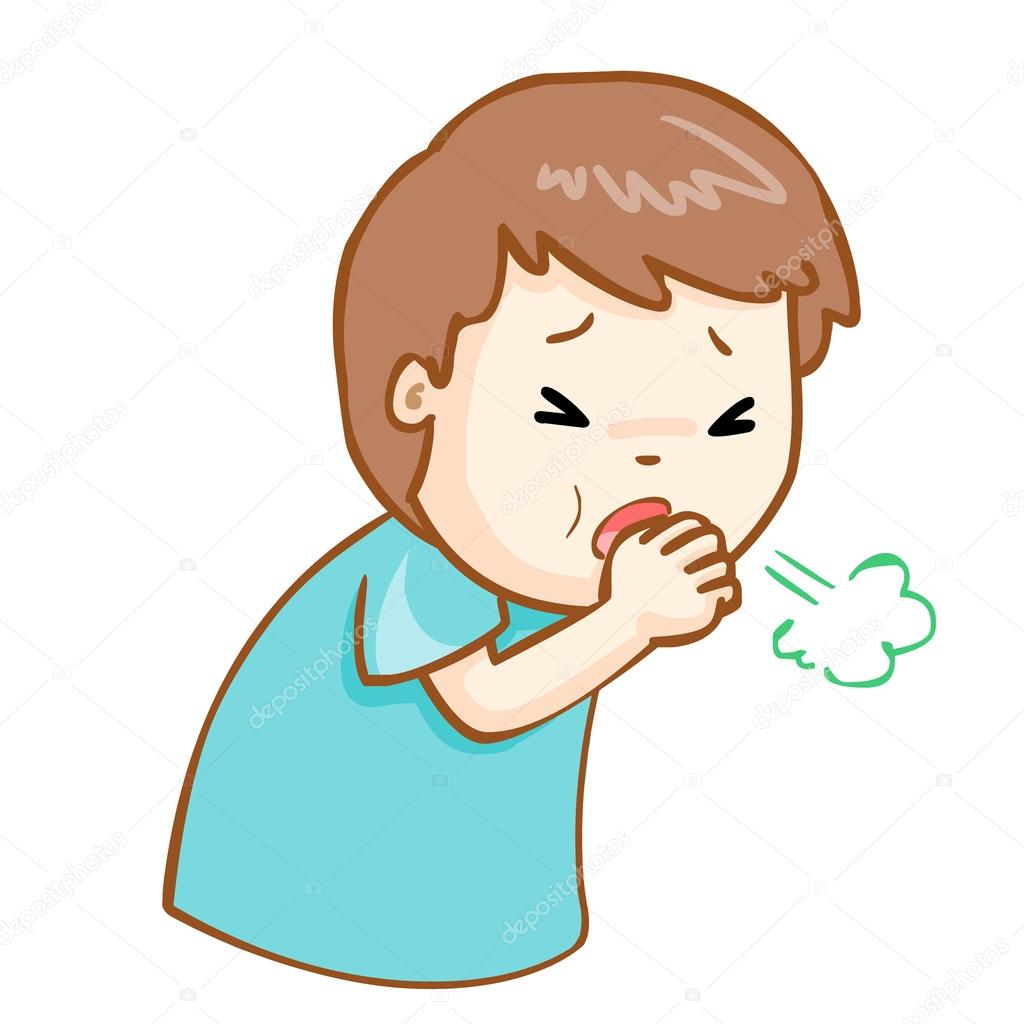 coughing man cartoon vector illustration