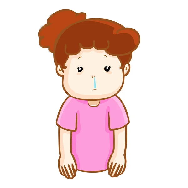 Zieke vrouw runny neus cartoon vector — Stockvector