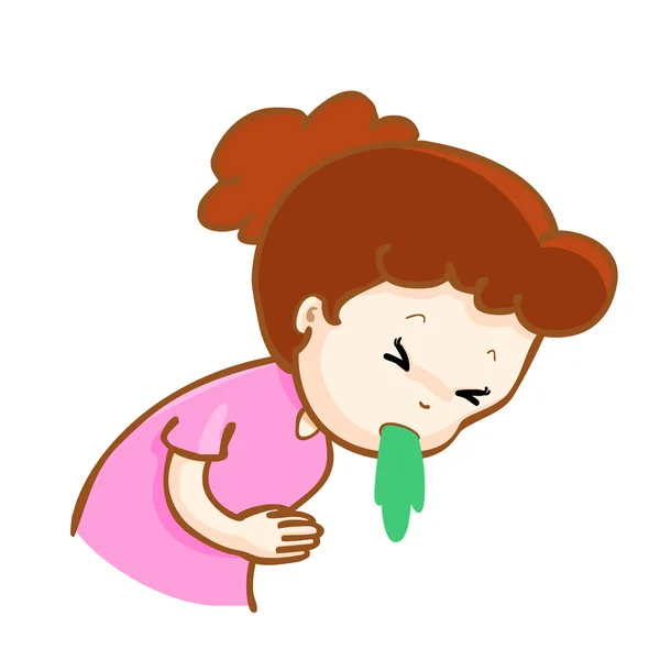 Malade femme vomissant dessin animé vecteur — Image vectorielle