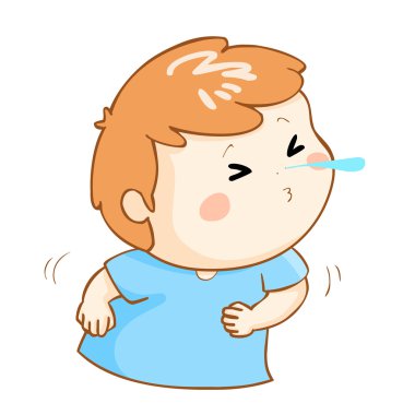 hasta çocuk hapşırma karikatür vektör