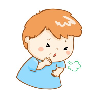 coughing boy cartoon vector illustration clipart