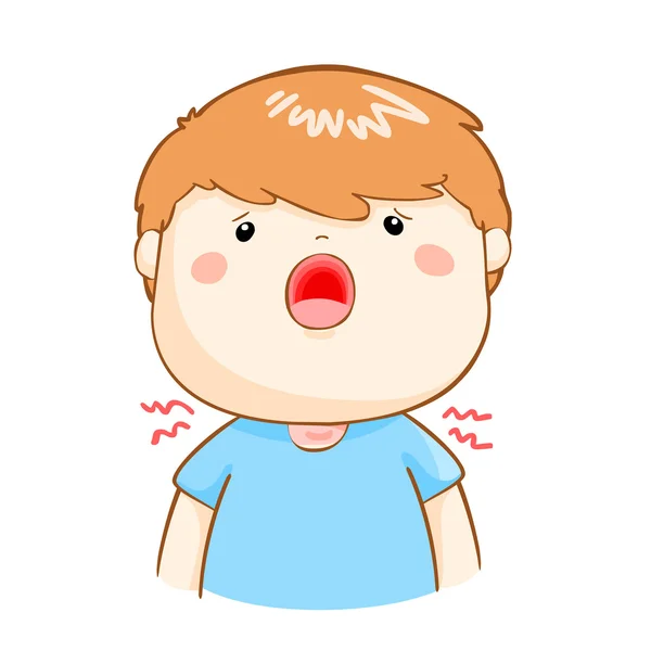 Ill boy sore throat cartoon vector — Stock Vector