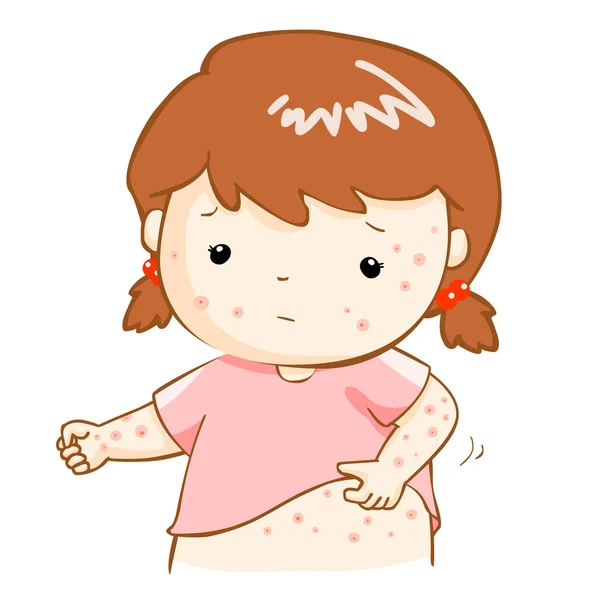 Girl scratching itching rash on his body vector — Stock Vector