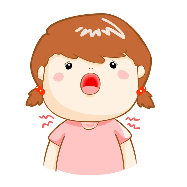 Ill girl sore throat cartoon vector — Stock Vector