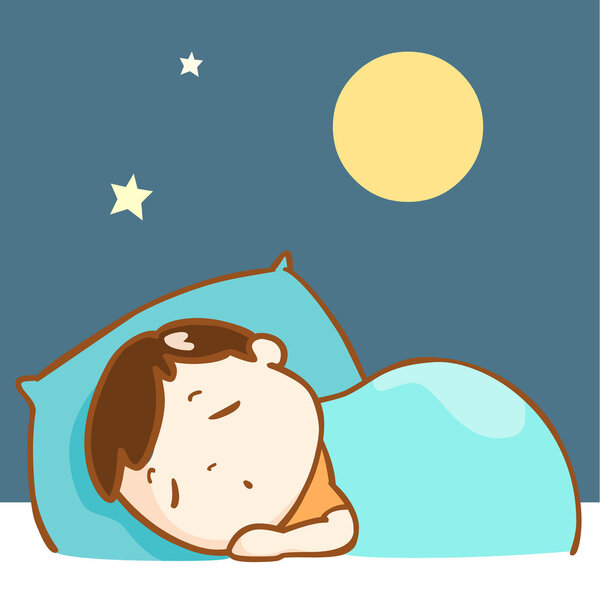 cute boy sleeping well character vector