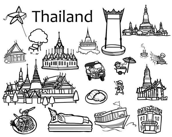 Значок и вектор достопримечательностей Таиланда — стоковый вектор