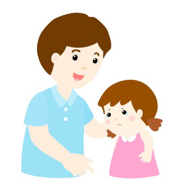 Babası ağlayan kızı vektör yatıştırır