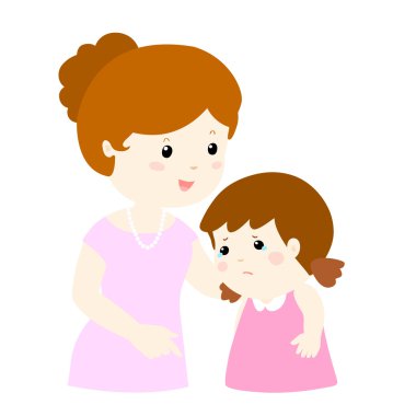 Anne ağlayan kızı vektör yatıştırır